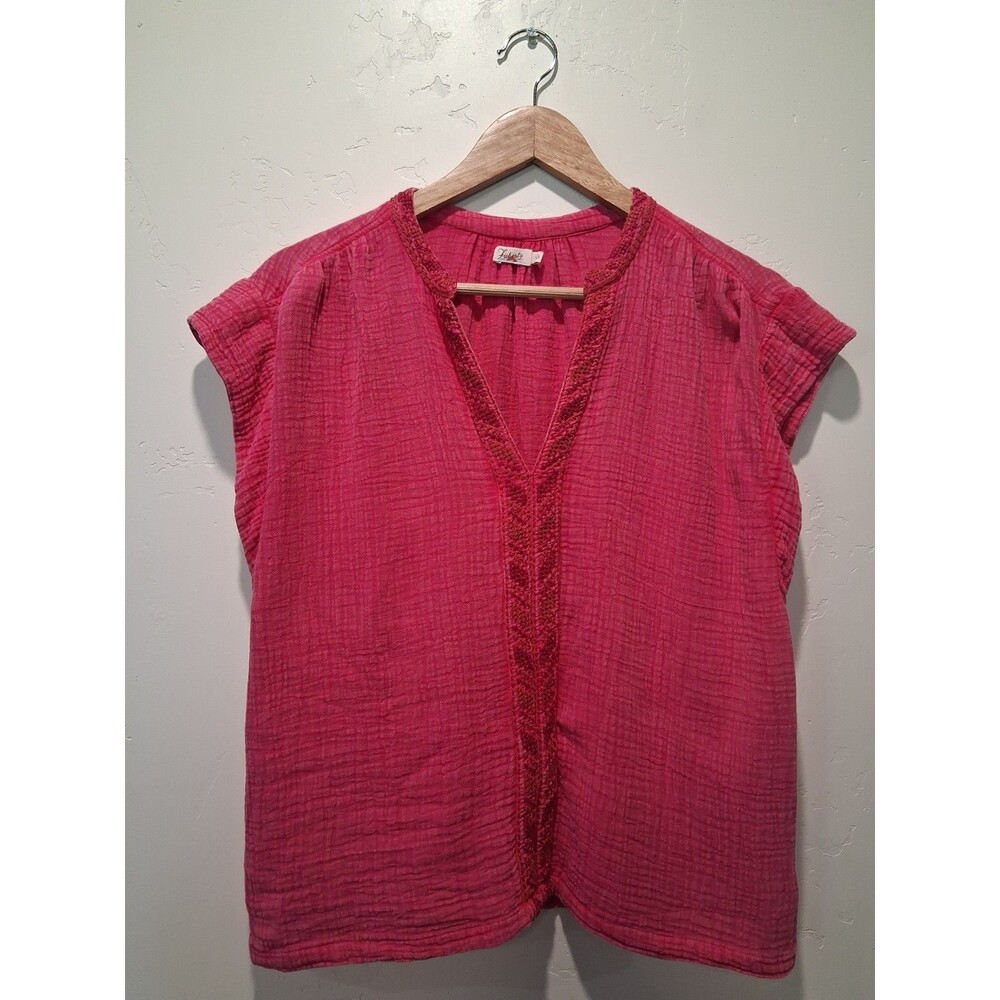 Faherty Lucia Women's Size Organic Cotton Double Crinkle Gauze Sleeveless Blouse